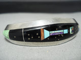 Native American Very Intricate Space Inlay Vintage Navajo Turquoise Sterling Silver Bracelet-Nativo Arts
