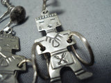 Excellent Vintage Navajo Native American Sterling Silver Hoop Dancer Earrings-Nativo Arts