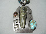 Native American Huge Heavy Vintage Sterling Silver Turquoise Necklace Old-Nativo Arts