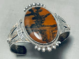 Rare Earlier Vintage Native American Navajo Petrified Wood Sterling Silver Bracelet Old-Nativo Arts