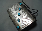 Tremendous Vintage Native American Navajo Sleeping Beauty Turquoise Sterling Silver Bowguard-Nativo Arts