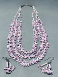 Native American Very Rare Santo Domingo Purple Shell Fetish Sterling Silver Necklace-Nativo Arts