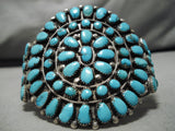 One Of Best Vintage Native American Navajo Blue Diamond Turquoise Sterling Silver Bracelet Old-Nativo Arts