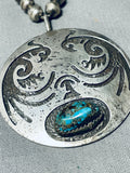 Important Vintage Native American Navajo Turquoise Sterling Silver Bowie Necklace-Nativo Arts