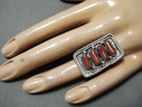 Towering Navajo Coral Sterling Silver Ring Native American-Nativo Arts