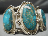 One Of The Best Vintage Native American Navajo Old Morenci Turquoise Sterling Silver Bracelet-Nativo Arts