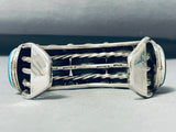 Awesome Native American Navajo Signed 5 Red Mountain Turquoise Sterling Silver Bracelet-Nativo Arts
