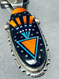 Very Intricate Native American Navajo Turquoise Inlay Sterling Silver Necklace-Nativo Arts