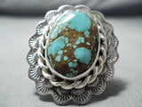 Superb San Felipe 8 Turquoise Sterling Silver Ring Native American-Nativo Arts