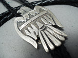 Amazing Talent Vintage Native American Navajo Bird Sterling Silver Bird Bolo Tie-Nativo Arts