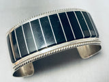 Emery Lolacito Vintage Native American Zuni Jet Sterling Silver Bracelet-Nativo Arts