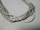 Very Old Vintage Native American Navajo Sterling Silver Tubule Heishi Necklace Old-Nativo Arts