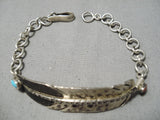 Native American Unique Vintage Sleeping Beauty Turquoise Sterling Silver Bracelet Old-Nativo Arts