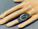 Rare Bisbee Turquoise Vintage Native American Navajo Sterling Silve Runique Ring Old-Nativo Arts