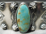 Museum Vintage Native American Navajo Royston Turquoise Repoussed Sterling Silver Bracelet-Nativo Arts