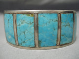 Important Vintage Native American Navajo #8 Turquoise Sterling Silver 1981 Bracelet Old-Nativo Arts