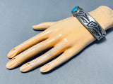 Important Signed Vintage Native American Hopi Old Turquoise Sterling Silver Bracelet-Nativo Arts