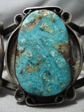 Very Rare!! Vintage Native American Navajo Old Persin Turquoise Sterling Silver Bracelet Old-Nativo Arts