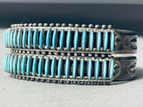 One Of The Best Vintage Native American Zuni Needle Turquoise Sterling Silver Bracelet-Nativo Arts