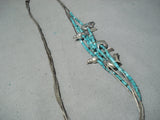 Native American Heavy Rare Vintage Santo Domingo Turquoise Sterling Silver Fetish Necklace Old-Nativo Arts