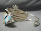 Fabulous Vintage Native American Zuni Turquoise Sterling Silver Bracelet Old-Nativo Arts