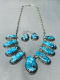 One Of The Best Vintage Native American Navajo Spiderweb Turquoise Sterling Silver Necklace Set-Nativo Arts