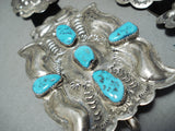 Signed Vintage Native American Navajo Sleeping Beauty Turquoise Sterling Silver Concho Belt-Nativo Arts