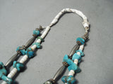 Special Vintage Native American Navajo Royston & Kingman Turquoise Sterling Silver Necklace Old-Nativo Arts