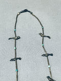 Native American Dark Natural Patina Vintage Navajo Sterling Silver Fetish Necklace-Nativo Arts