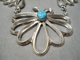 Important Native American Navajo Betsoi Family Turquoise Sterling Silver Necklace-Nativo Arts