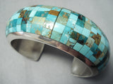 One Of The Best Vintage Native American Navajo Checkerboard Inlay Sterling Silver Bracelet-Nativo Arts
