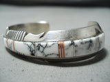 Exceptional Navajo Native American White Buffalo Sterling Silver Bracelet-Nativo Arts