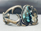 Important Vintage Native American Navajo Wide Web Lander Blue Turquoise Sterling Silver Bracelet-Nativo Arts