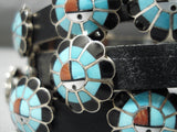One Of The Most Intricate Vintage Native American Zuni Turquoise Sterling Silver Concho Belt-Nativo Arts