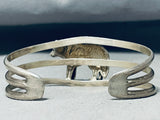 Detailed Wolf Vintage Native American Navajo Sterling Silver Bracelet-Nativo Arts
