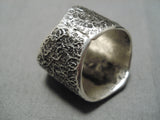 One Of Biggest Best Vintage Native American Navajo Turquoise Casted Toad Sterling Silver Ring-Nativo Arts