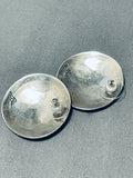 Fascinating Vintage Native American Navajo Sterling Silver Storyteller Round Earrings-Nativo Arts
