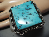 One Of Best Vintage Native American Navajo Square Sleeping Turquoise Sterling Silver Bracelet-Nativo Arts