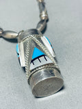 Most Incredible Handmade Drum Vintage Native American Navajo Turquoise Sterling Silver Necklace-Nativo Arts