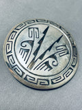 One Of The Eldest Native American Navajo Artist Vintage Sterling Silver Geometirc Buckle-Nativo Arts