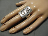 Magnificent Vintage Hopi Native American Geomtric Wave Sterling Silver Ring-Nativo Arts