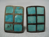 Exquisite Vintage Native American Navajo Convex Sterling Silver Native Turquoise Cufflinks-Nativo Arts