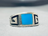 Marvelous Vintage Native American Hopi Sleeping Beauty Turquoise Sterling Silver Ring-Nativo Arts