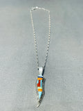 Native American Inlay Master Vintage Navajo Turquoise Sterling Silver Inlay Necklace-Nativo Arts
