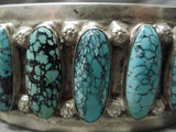 Native American Important Vintage Santo Domingo Jimmy Calabaza Turquoise Silver Bracelet-Nativo Arts