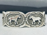 Whimsical Heavy Horse Native American Navajo Sterling Silver Bracelet-Nativo Arts