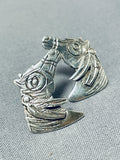 Unique Important Hand Stamped Native American Navajo Sterling Silver Horse Earrings-Nativo Arts