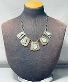 Rare Gilber Turquoise Vintage Native American Navajo Sterling Silver Necklace Old-Nativo Arts