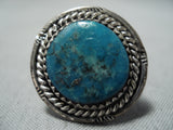 Amazing Vintage Native American Navajo Turquoise Sterling Silver Rope Ring Old-Nativo Arts