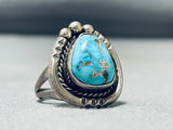 Very Rare Vintage Native American Navajo Gilber Turquoise Sterling Silver Ring Old-Nativo Arts